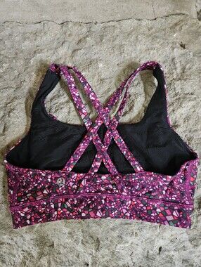 Lululemon Paradise Camo Multi Regal Plum Sport Bra Size XXS/S